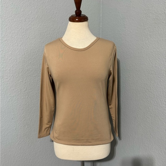 Unique Lingerie Tan Long Sleeves Round Neck Thermo Winter Shirt Size S - Picture 1 of 12